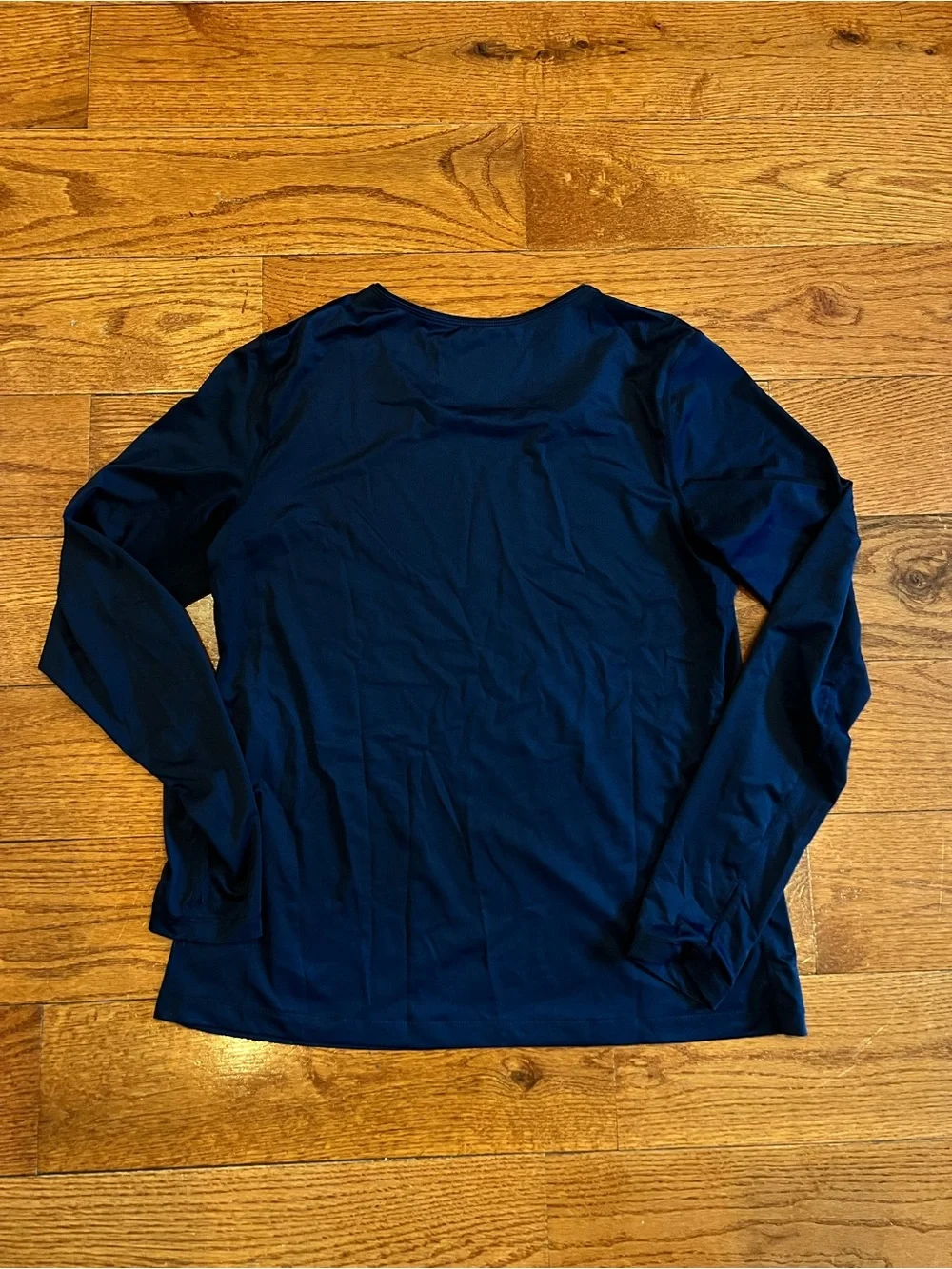 Nike Women's Long-Sleeve Training Top - Dark Blue with White Swoosh
